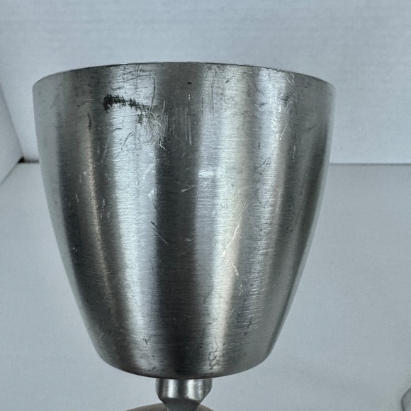 Vintage Aitkens Pewter Wine Glasses Goblets 2 Octagon Bases Matte Artisan Rustic - Picture 7 of 14